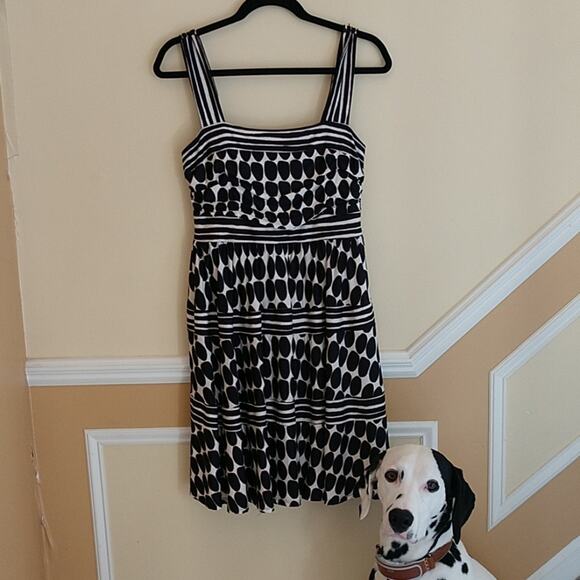 Nine West Black/Ivory Striped & Ovals Dress - Picture 1 of 8